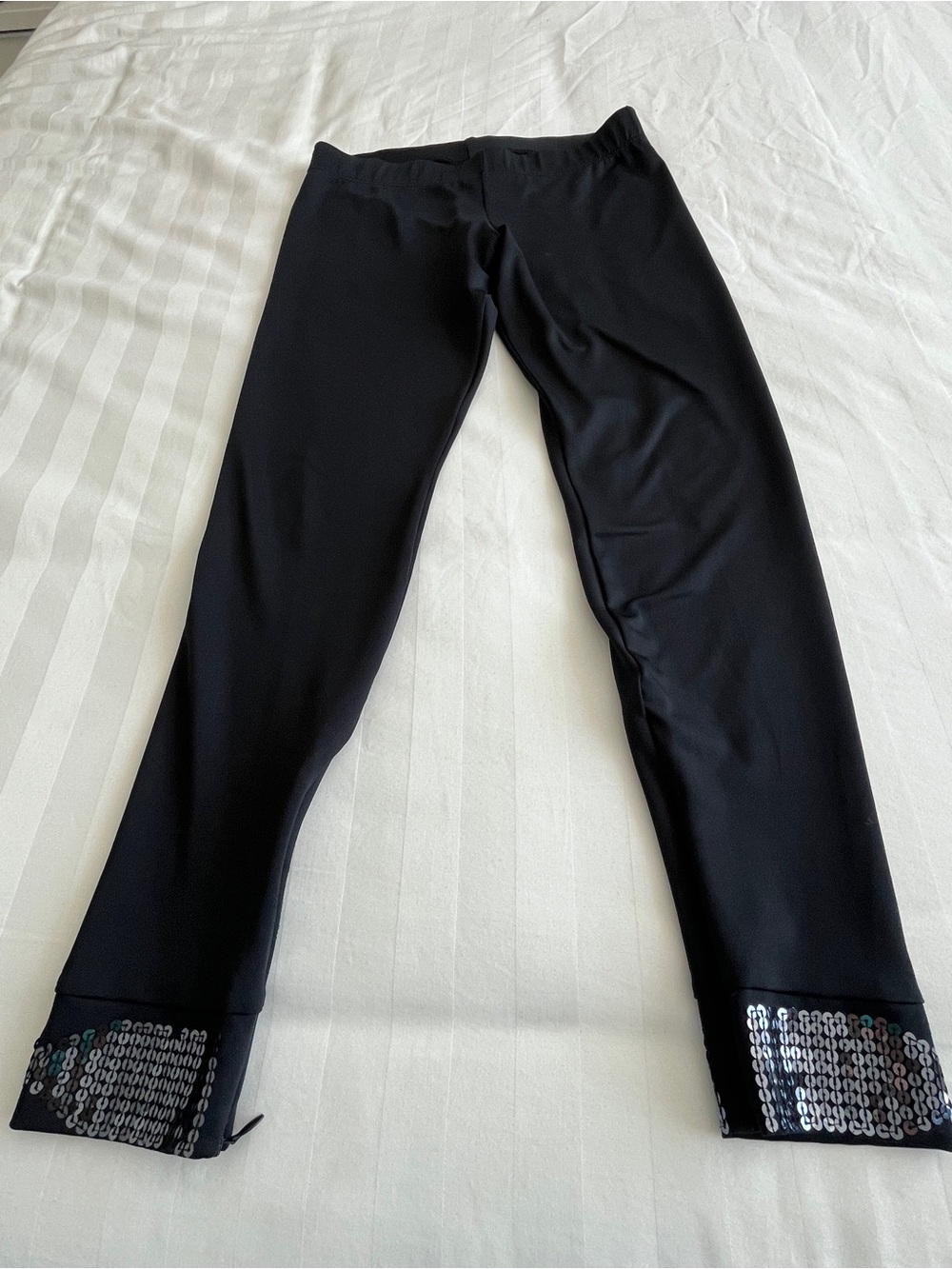 Conte Elegant Bliss Black Leggings Sequin Ankle Zip Cuff Size L